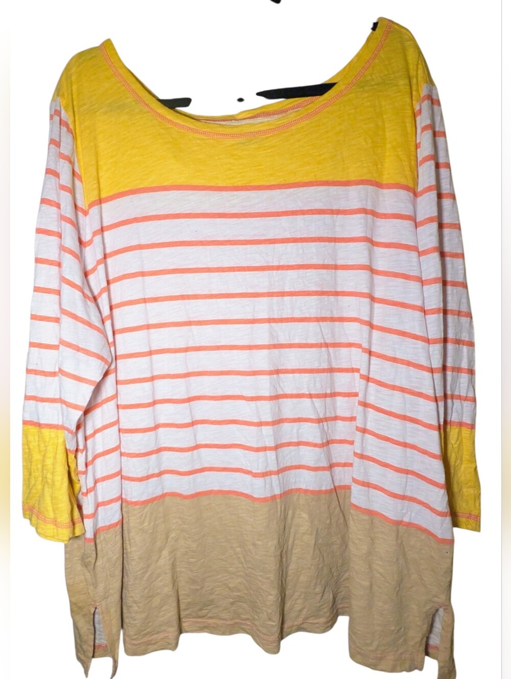 Basic Editions Woman Plus 3X Striped Color Block Tee NWOT